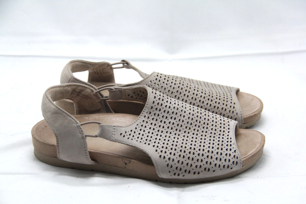 Earth Linden Laveen Sandals Womens Size 7 Tan Leather Slingback Slip On Comfort